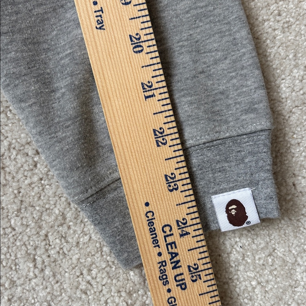 BAPE A Bathing Ape College Crew Sweatshirt Gray Soft Cozy‎ Fleece Mens Large - Picture 14 of 15
